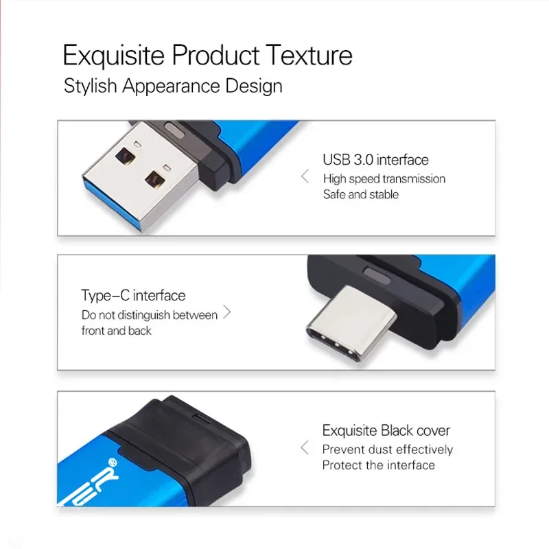 Unidad Flash USB JASTER tipo C 512GB 256GB 128GB 64GB 32GB unidad de bolígrafo 2 en 1 para tipo c/PC OTG Pendrive Cle memoria USB 3,0 - imagen 2