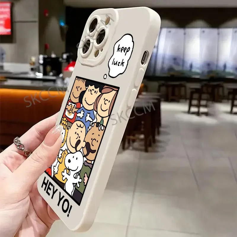 Funda de silicona suave con correa de mano para iPhone, carcasa bonita de Anime con Snoopys para iPhone 16, 15, 14, 13, 12, 11 Pro Max, Mini, X, XR, XSMAX, 8, 7 Plus - imagen 5