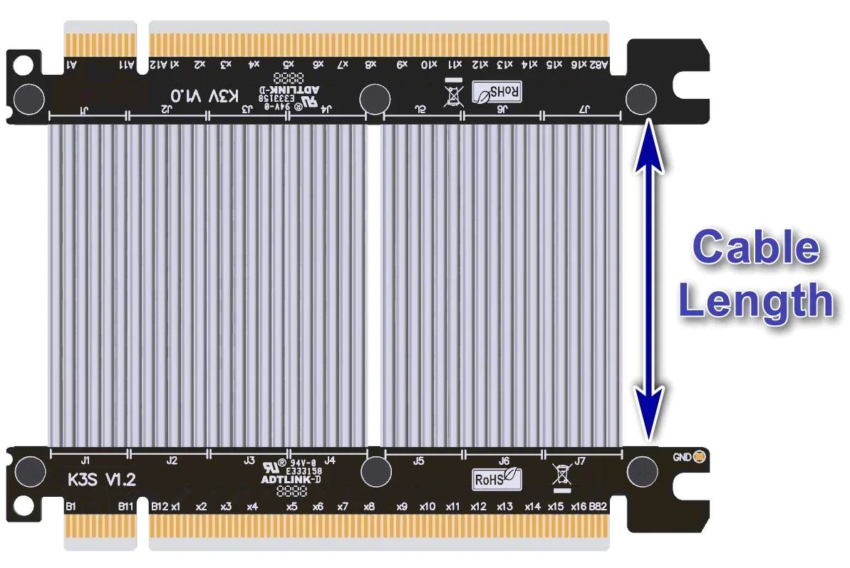 K33VS Cable plateado PCIE PCI Express 4,0 X16 a X16 extensor macho a macho Pcie TX-RX adaptador de extensión directa de señal puente - imagen 5