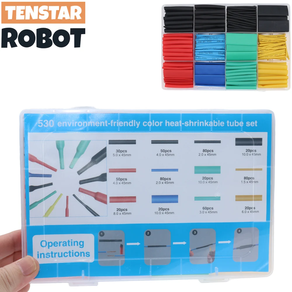 Kits de cables eléctricos para coche, tubo termorretráctil de poliolefina, 8 tamaños, colores mezclados, 328 Uds., 530 Uds. - imagen 5