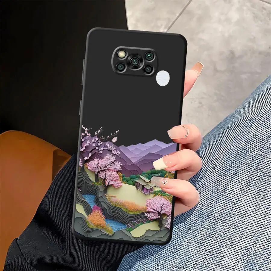 Funda de teléfono suave negra para Xiaomi Poco X3 X4 X5 X7 Pro M3 M4 M7 Pro C71 F3 C40 C61 F1 C75 C50 M5 suspensión de cielo de verano - imagen 3