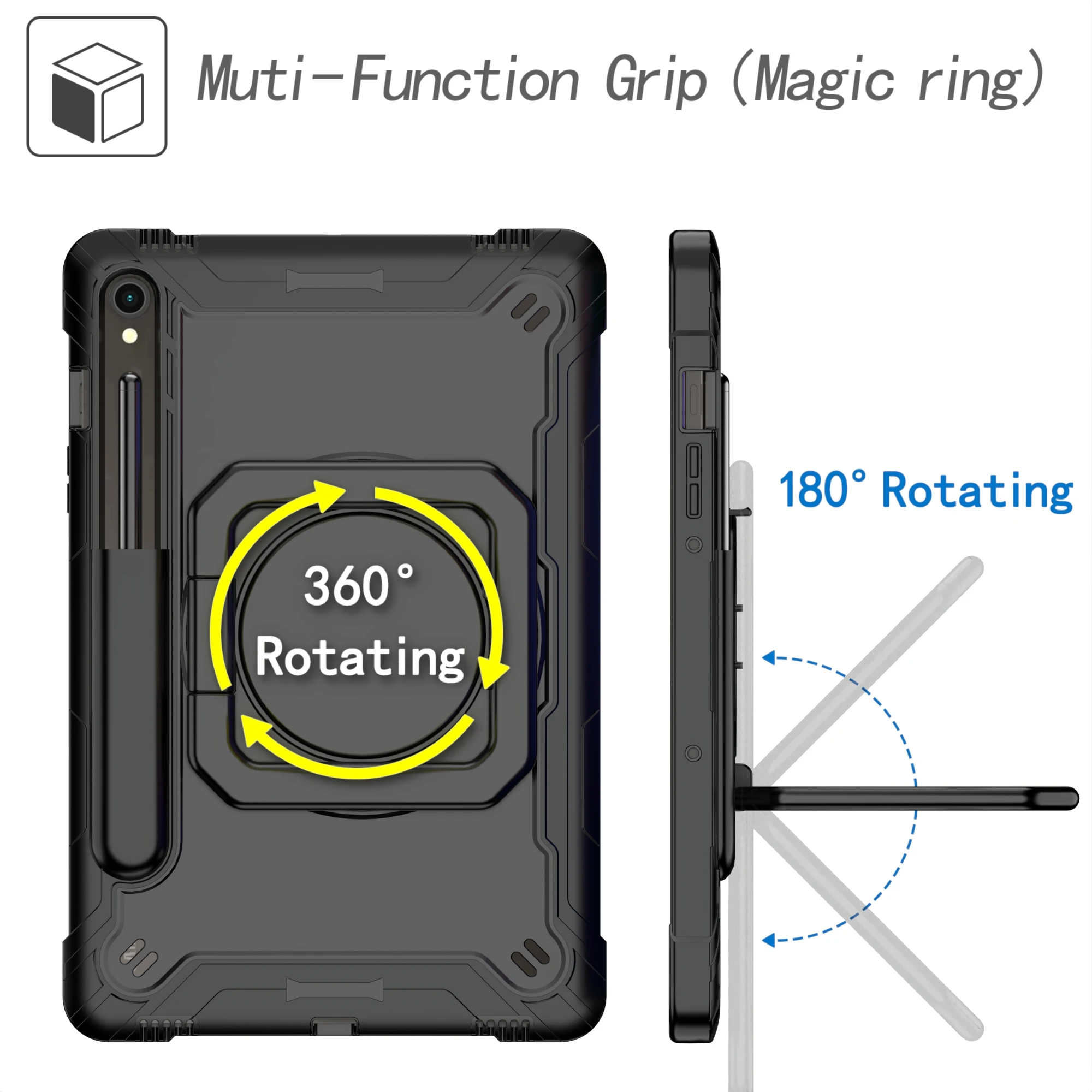 Funda con mango giratorio para Samsung Tab S10 Lite S9 FE S8 S7 SM-X400 406 X520 X510 516 X710 716 X700 706 T870 875 cubierta resistente - imagen 5