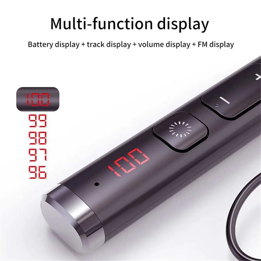 Auriculares inalámbricos Bluetooth 5,0, auriculares estéreo HiFi 9D para colgar en el cuello, auriculares deportivos compatibles con Bluetooth, tarjeta TF, reproducción de Audio FM - imagen 3