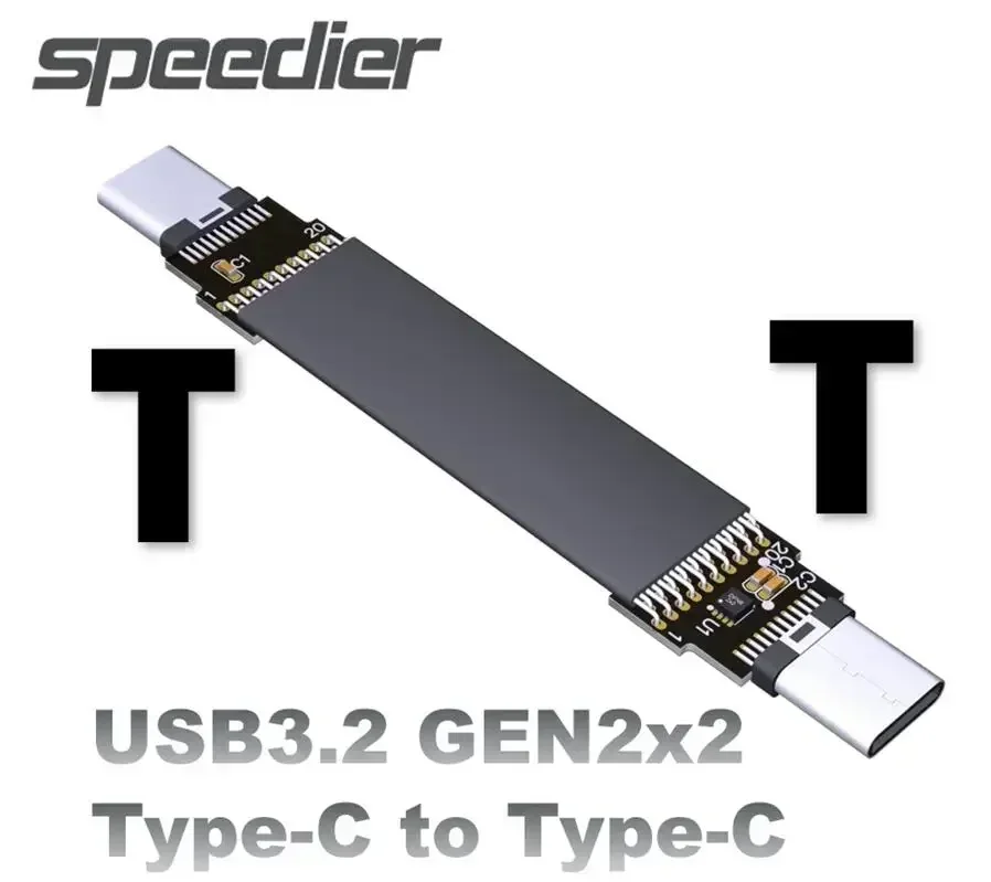 Cable plano USB 3,2 tipo C a tipo C (compatible con OTG), Cable de cinta Gen2 x2 20G/Bps para dispositivos de USB-C, datos de carga, extensión de señal USB3.2 - imagen 3