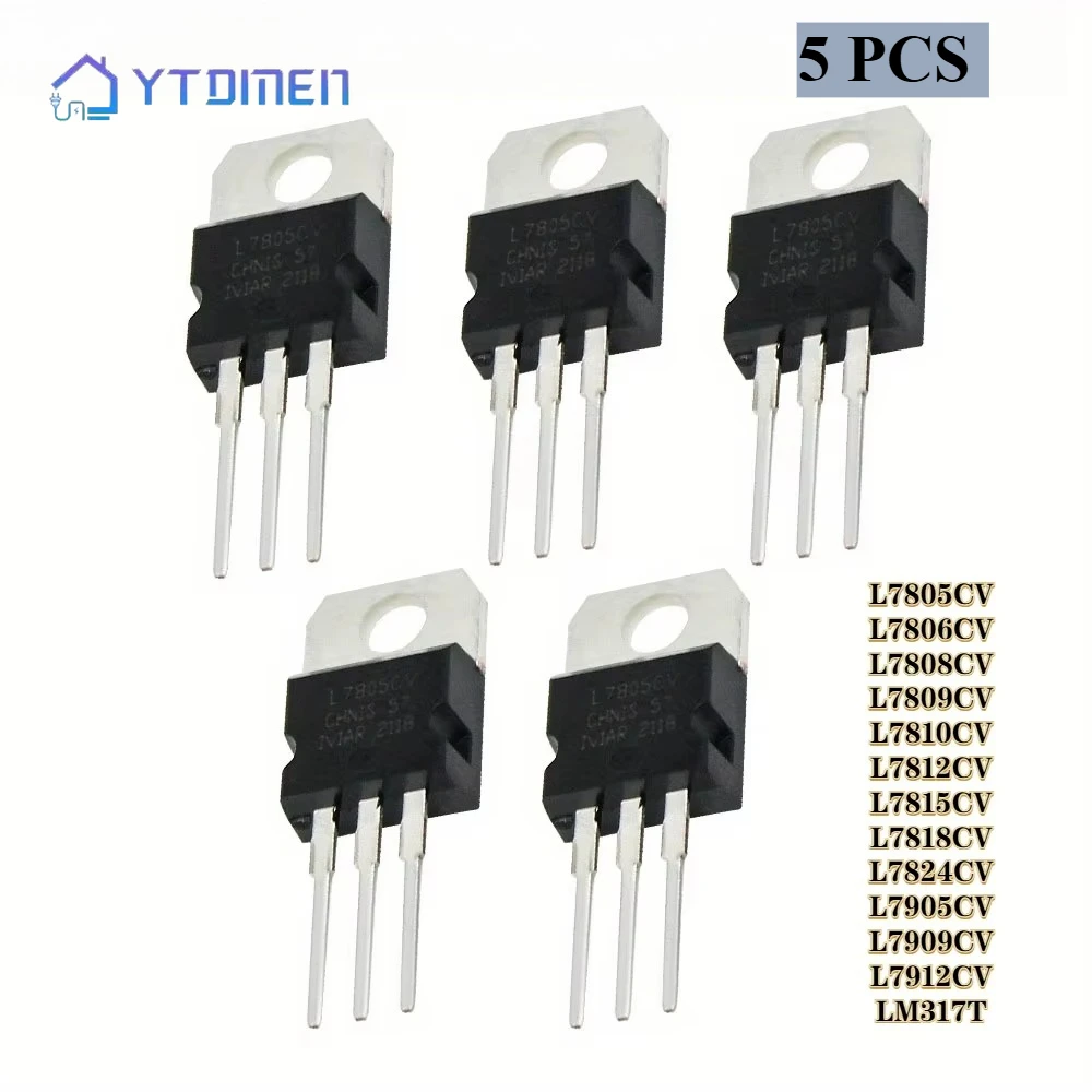 5 uds TO220 1.5A regulador de voltaje IC Transistor L7805CV L7806CV L7808CV L7809CV L7810CV L7812CV L7815CV L7818CV L7824CV L7905CV