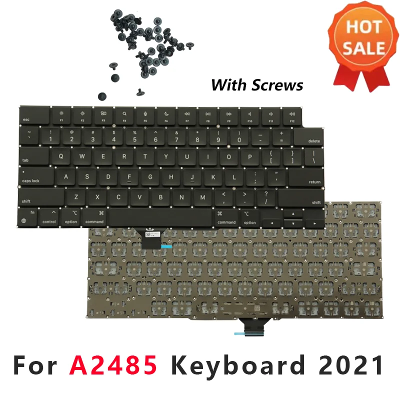 Para MacBook Pro M1 Pro/Max 16 "2021 teclado de ordenador portátil A2485 teclas teclas teclado con tornillos reemplazo nueva Topcase
