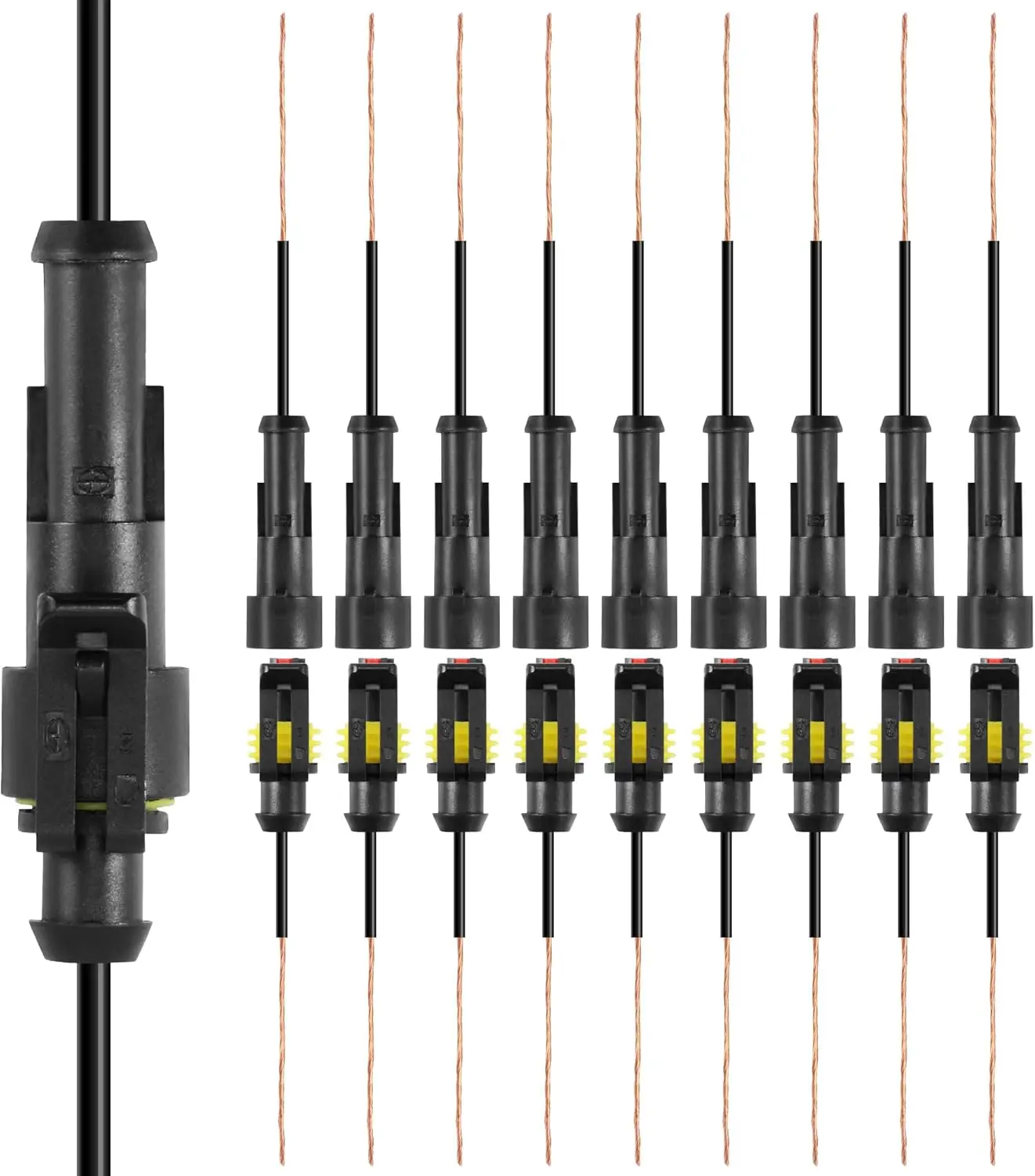 10 Uds. Conector de 1 Pin, enchufe eléctrico impermeable de 1 Pin, conectores de cable eléctrico automático, conectores automotrices de desconexión rápida