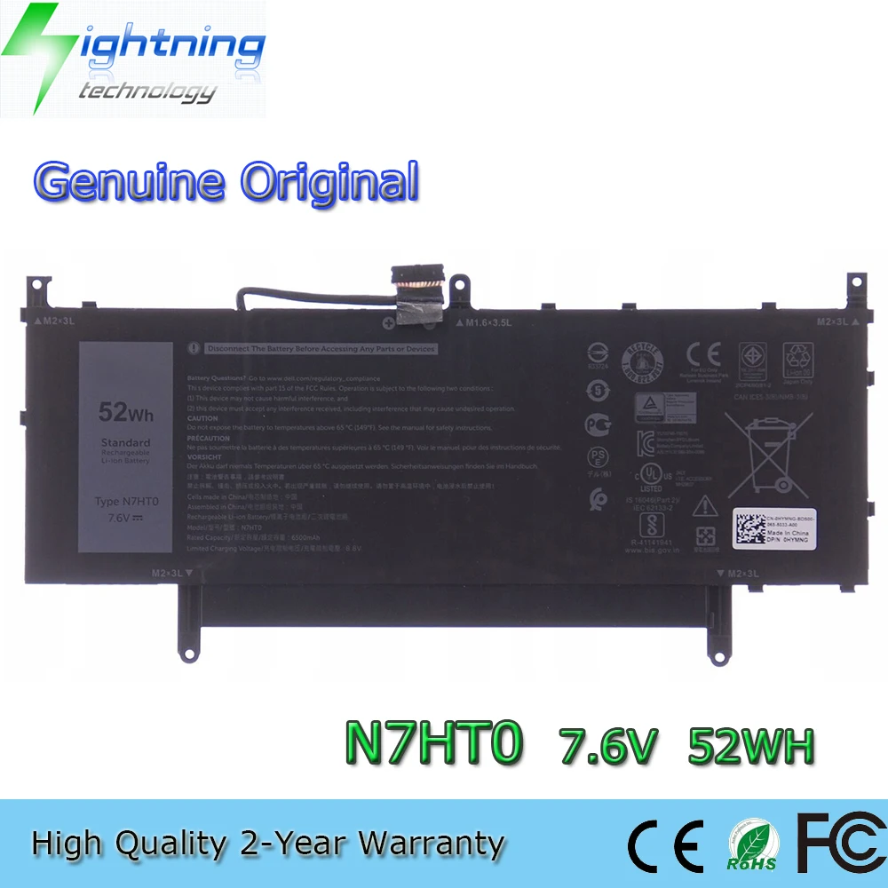 Nueva batería Original para ordenador portátil N7HT0 7,6 V 52Wh para Dell Latitude 15 9510 2 en 1 HYMNG N7HTO TVKGH N2NLL