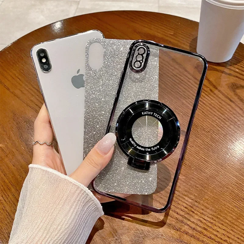 Funda de teléfono con anillo de CD con purpurina gradiente para Samsung Galaxy S9 S10 S25 S21 S22 S23 FE S24 Plus Note 10 20 Ultra S24 A54 5G, funda suave - imagen 2