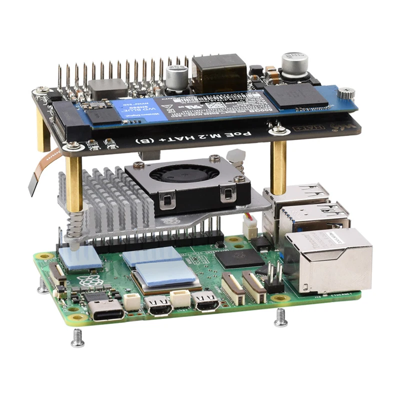 Raspberry Pi 5 PCIe a M.2 SSD HAT (B) admite protocolo NVMe M.2 Unidad de estado sólido Lectura de alta velocidad para Raspberry Pi 5 - imagen 4
