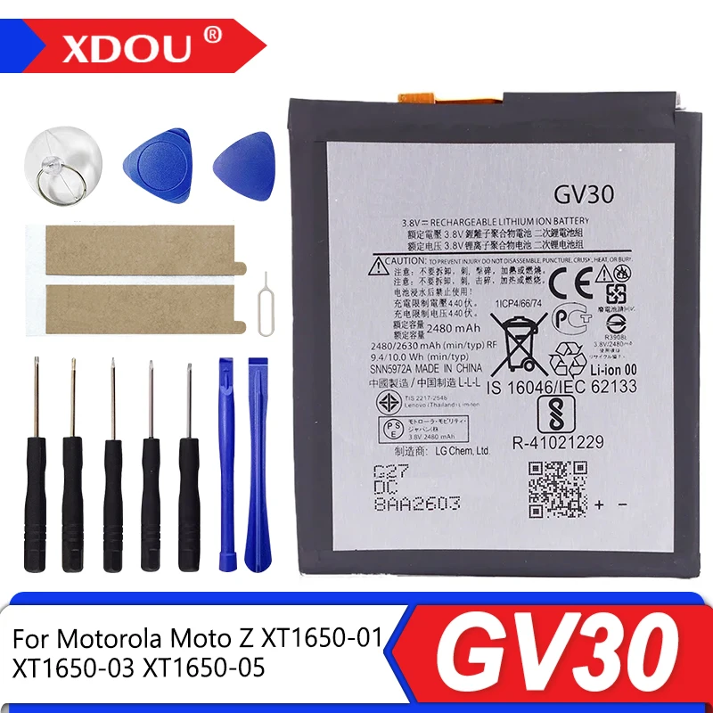 Nueva batería GV30 2630mAh para Motorola Moto Z XT1650-01 XT1650-03 XT1650-05 baterías de teléfono