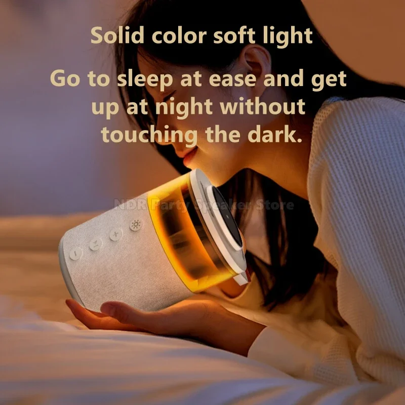 Altavoces inalámbricos con Bluetooth, luz nocturna de ambiente, escritorio, dormitorio, mesita de noche, soporte estéreo para IPhone/reloj/AirPods, carga inalámbrica - imagen 5