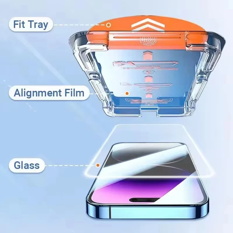 1-5 uds protectores de pantalla de vidrio templado de fácil instalación para iPhone 17 16 15 14 13 11 12 Pro Max Plus Air XR XS 6 7 8 Plus 16e - imagen 4