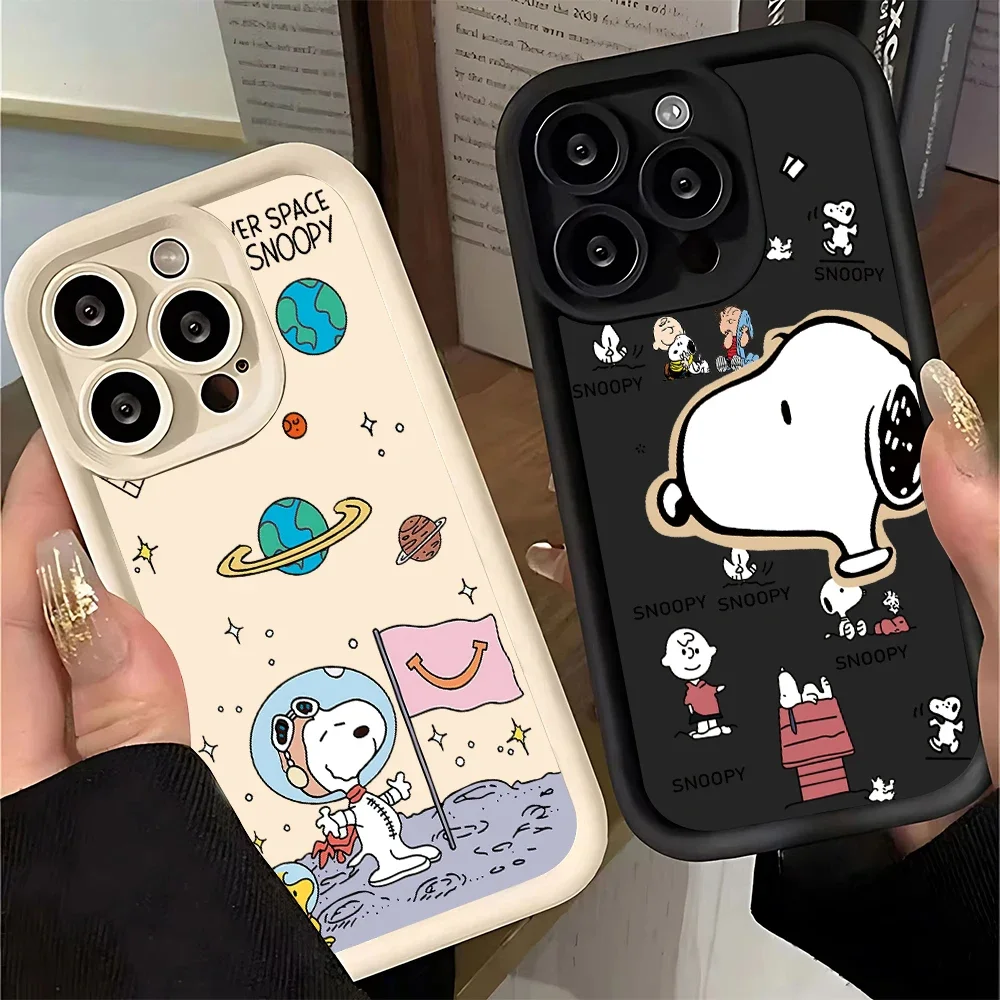 Funda bonita de dibujos animados de Snoopy Pastronaut hone para iPhone 17 16 15 14 13 12 11 Pro Max Plus XS Max SE2020, funda de silicona suave