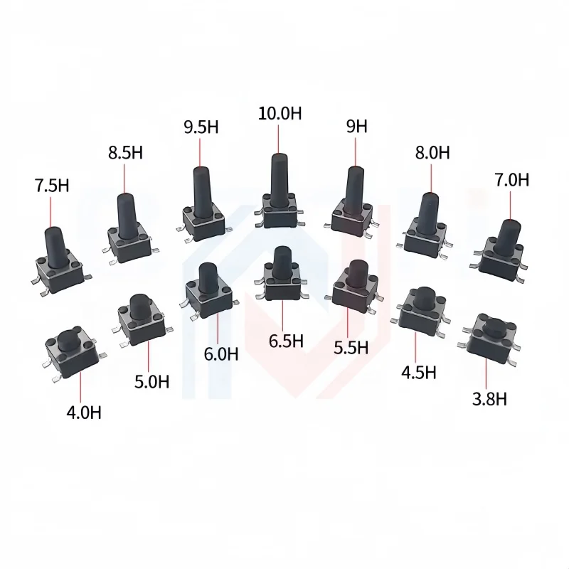 50 Uds 4,5*4,5*4/5/6/7/8/9/10/12mm interruptor de botón táctil momentáneo encendido apagado 4 pines SMD SMT microinterruptor conjunto electrónico - imagen 3