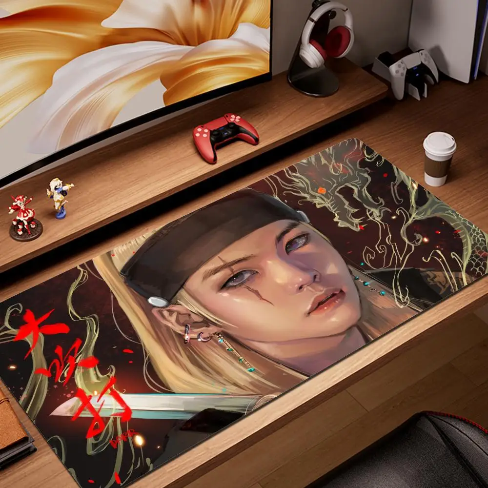 Agust D Suga King-Alfombrilla de ratón KAWAII XXL, accesorios para juegos, Alfombrilla de ratón L antideslizante, Alfombrilla de ratón de Anime, 90x30CM