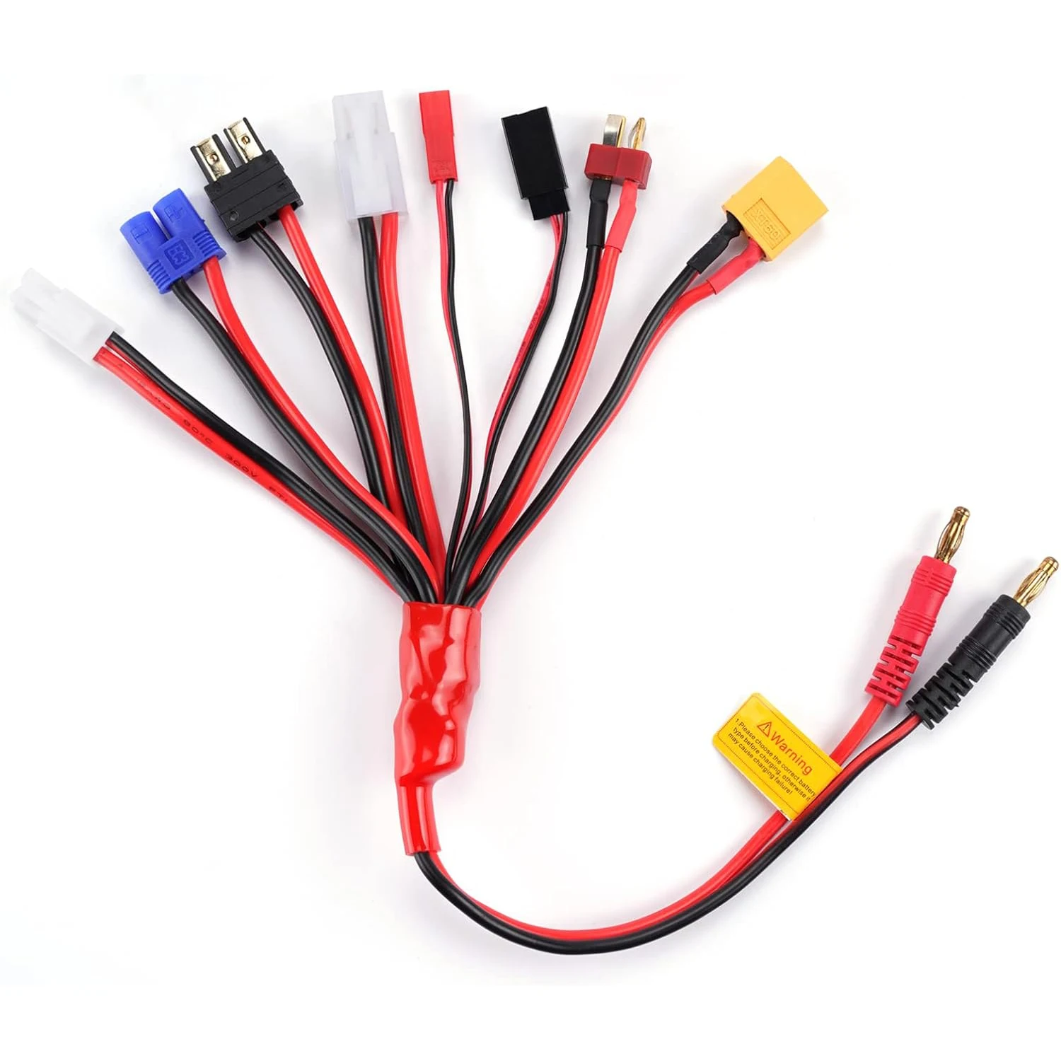Adaptador de cargador de batería Lipo RC, Cable divisor de conector, Cable de conversión de pulpo 8 en 1 a Cable de conector Banana de 4,0mm para TRX