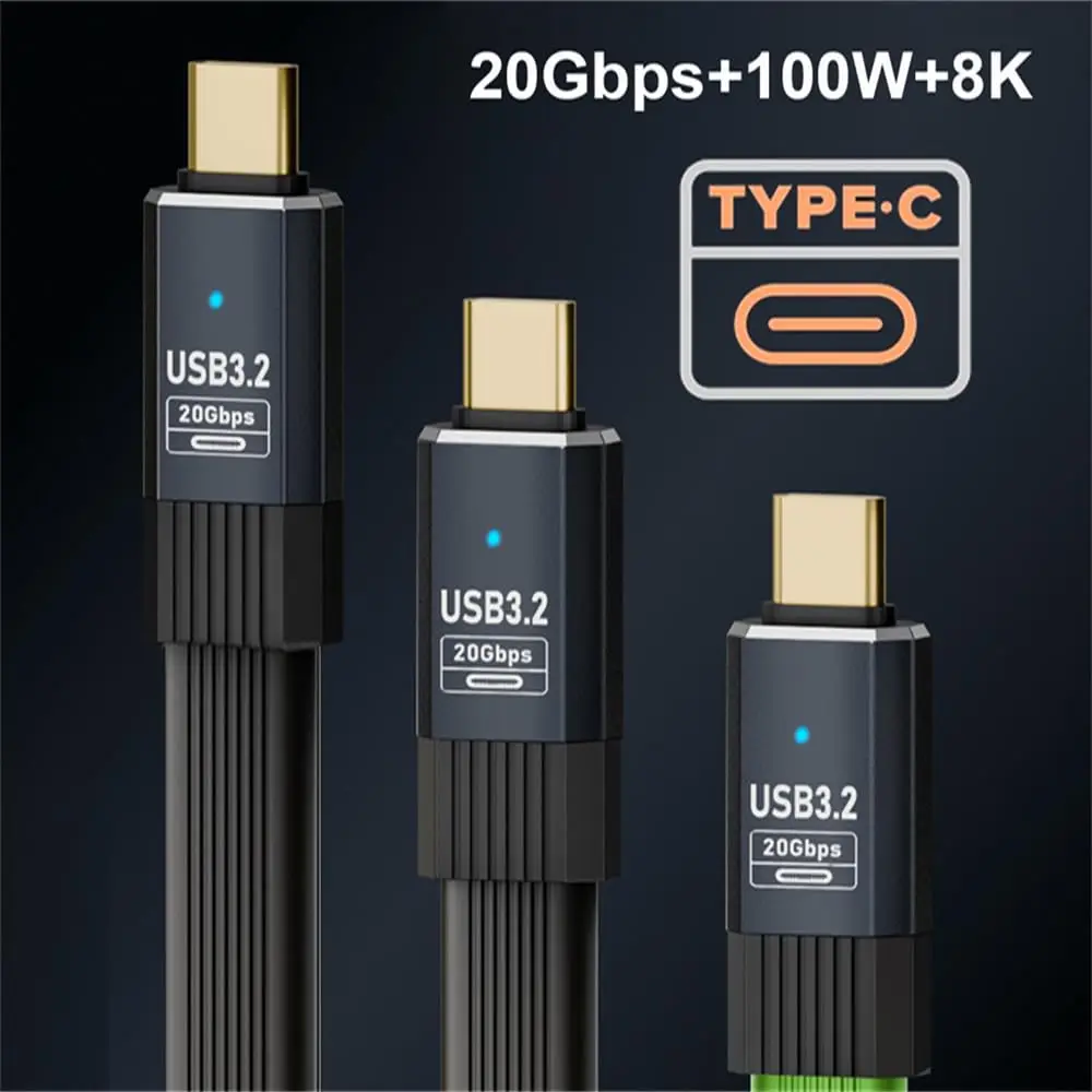 PD100W USB C a USB C Cable USB3.2 Tipo-C Gen2 20Gbps 8K @ 60Hz Cable de datos de vídeo para PC portátil para iPhone 16 15 Pro Max Xiaomi - imagen 4