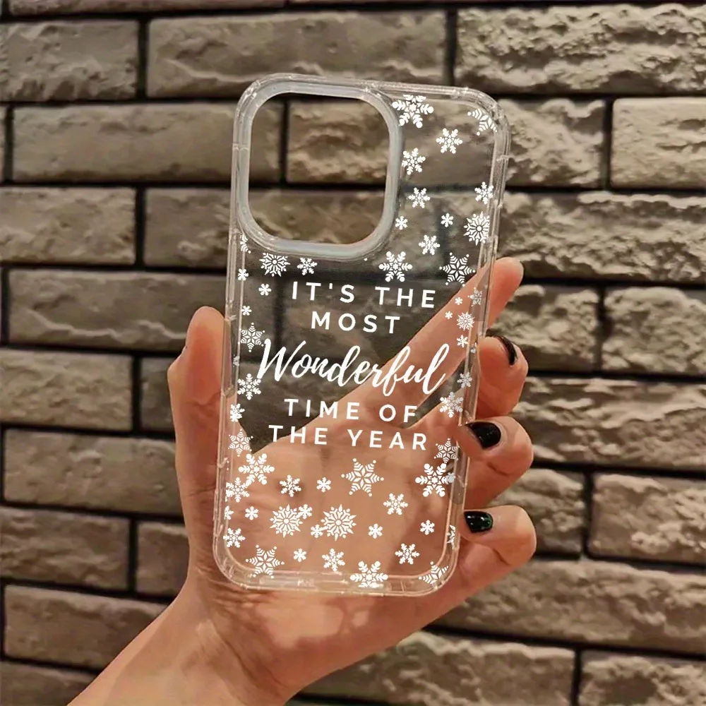 Funda de teléfono transparente estética con bonitos copos de nieve de Navidad para iPhone 17 16 11 12 13 14 15 Pro Max XR XS X 7 8 Plus 17 fundas de aire - imagen 2