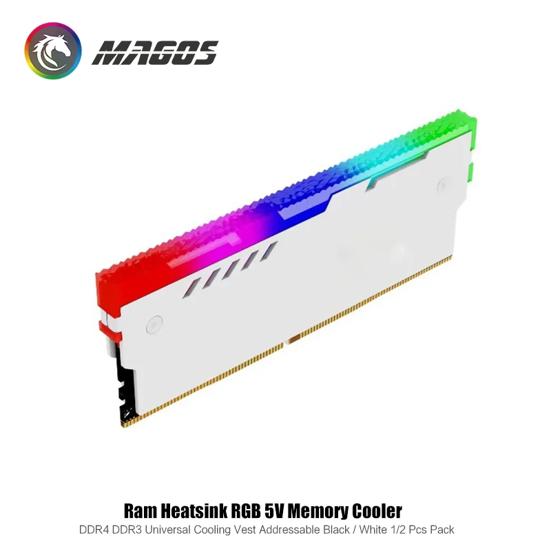 Disipador de calor de memoria de computadora RGB Ram Cooler RGB DDR4 DDR3 Armor Shell Chaleco 5V Led direccionable, negro/blanco Paquete de 2 piezas - imagen 4