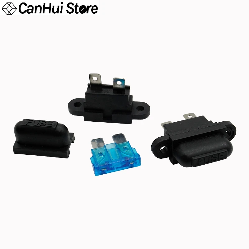 5 unids Portafusible Auto Estándar Mediano Impermeable & Tapa Negra Montaje en Panel con Fusible de Paleta ATC ATO para Coche Barco Camión SUV