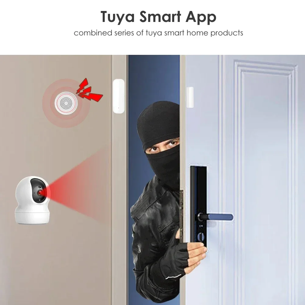 Tuya-Sensor de puerta WiFi, Sensor de ventana, Detector de puerta inalámbrico inteligente para hogar, sistema de alarma de puerta abierta/cerrada para Alexa y Google - imagen 2