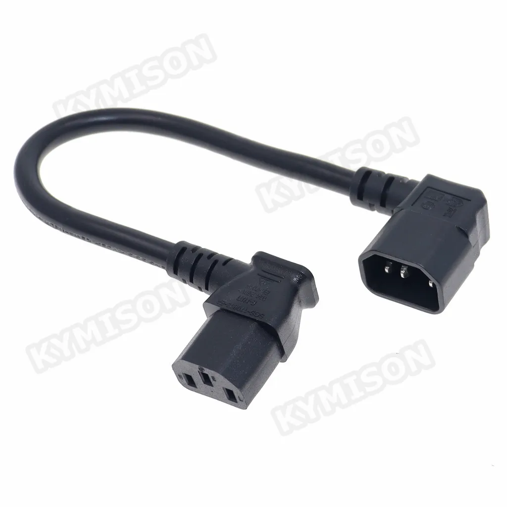 C13-C14-cable de extensión de alimentación en ángulo para ordenador, adaptador para PC,Monitor, escáner, IEC320 C13 hembra a C14 macho, H05VV-F, 3G, 1,5mm