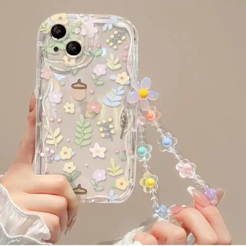 Funda con cadena de muñeca de flores para Xiaomi POCO X5 X3 X6 Pro X4 NFC GT F3 F4 M3 M4 M6 F6 Pro 12 11 Lite 5G NE 12T 14 Pro cubierta de soporte - imagen 5