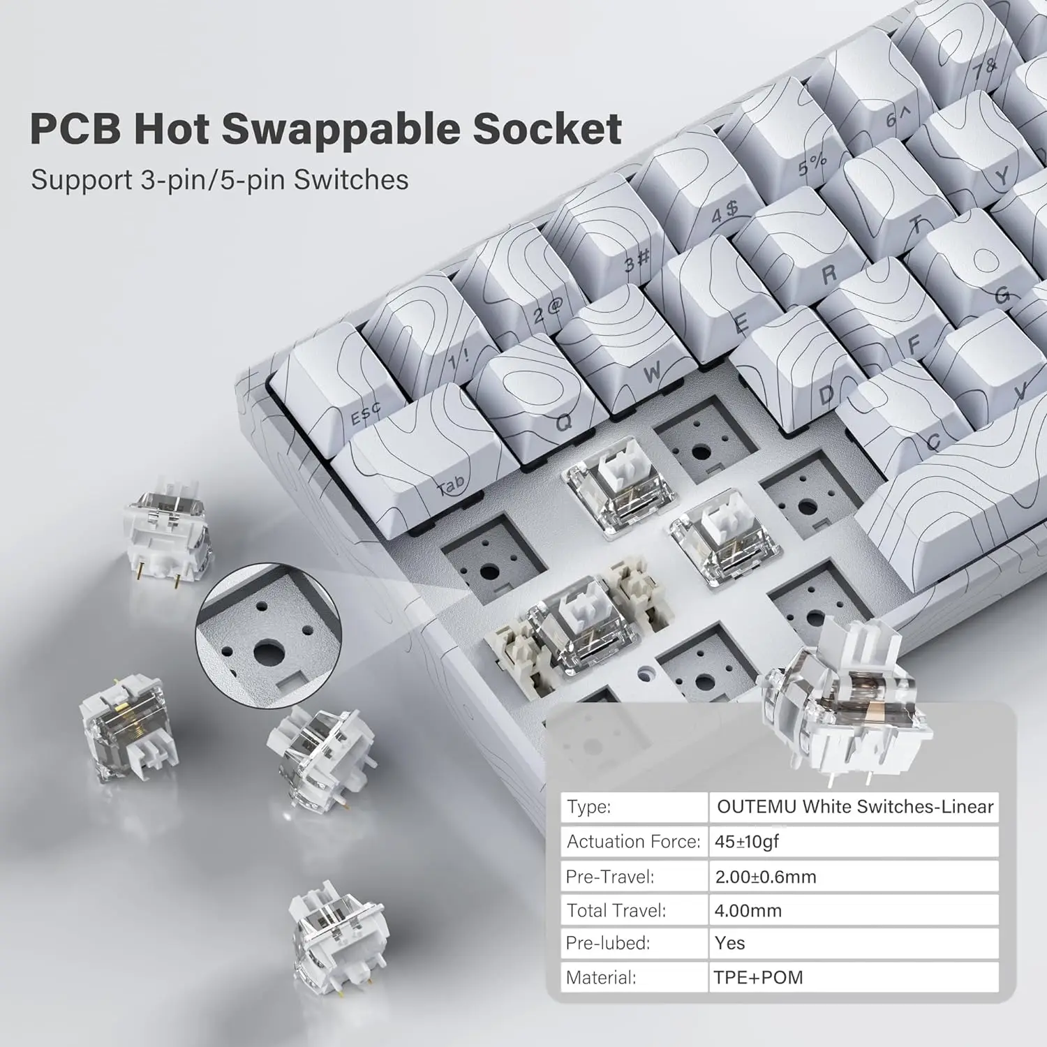 XVX M61 Pro Bluetooth/2,4 GHz/USB-C Teclado mecánico inalámbrico para jugar teclado intercambiable en caliente interruptor prelubricado teclado personalizado - imagen 4