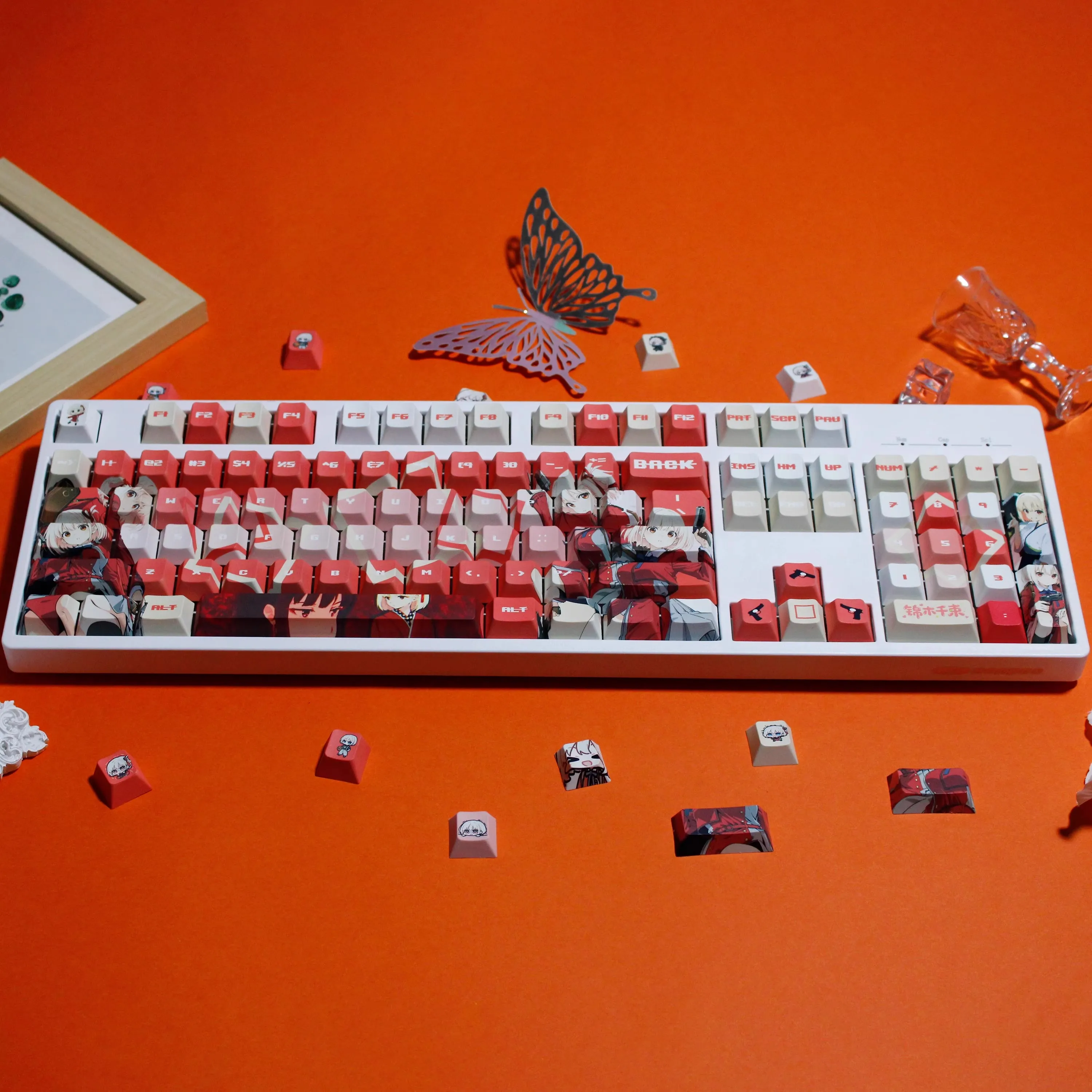 Teclas con tema de Anime Nishikigi Chisato, bonito perfil Cherry/XDA, Sub Keycap PBT, teclas personalizadas para juegos, regalo para teclado mecánico - imagen 5