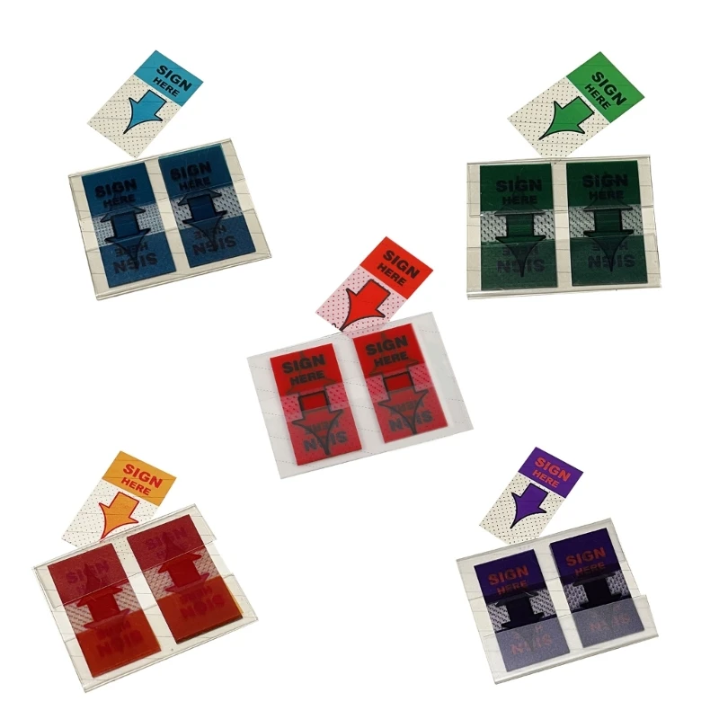 Pegatinas Sign Here, pestañas fáciles publicar con dispensador para libros anotaciones escolares, oficina, lectura, K1KF, - imagen 2