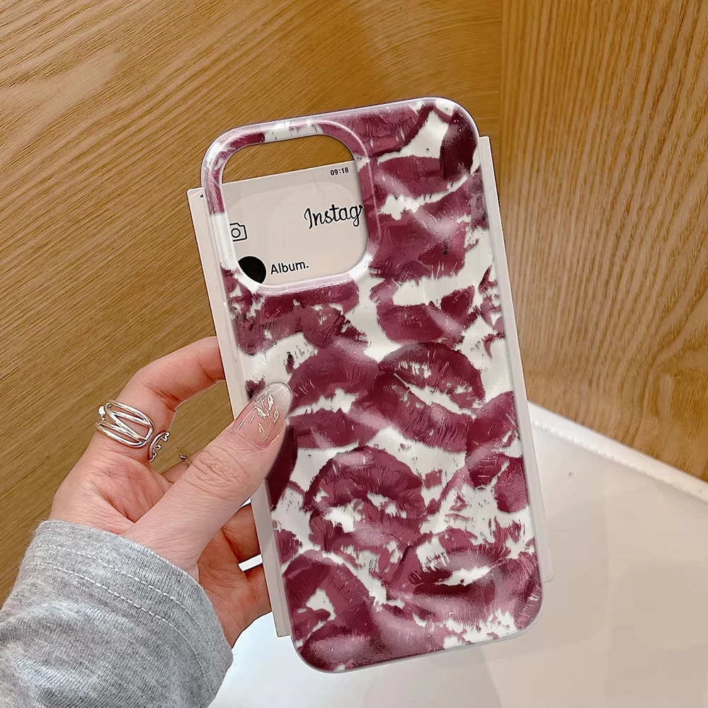 Funda con diseño de textura 3D con estampado de labios para iPhone 17 Pro Max 17 Air 16 Pro 15 14 Plus 13 12 11, funda de silicona suave a prueba de golpes - imagen 2
