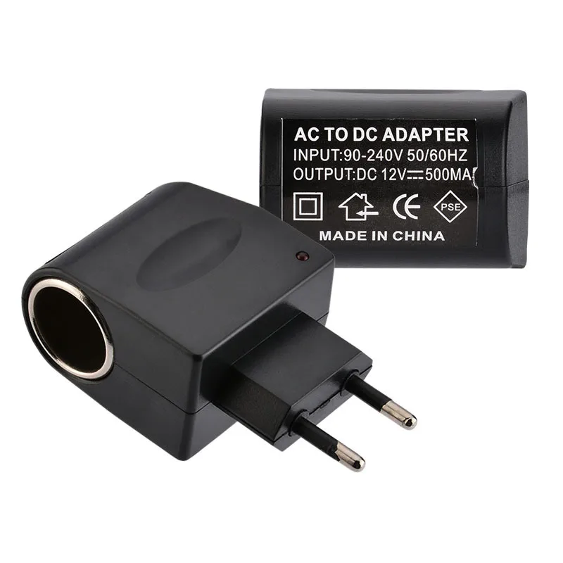 Adaptador de CA, enchufe convertidor de coche, cargador automático, enchufe UE EE. UU., 220V CA a 12V CC para dispositivos electrónicos de coche, adaptador de encendedor de cigarrillos