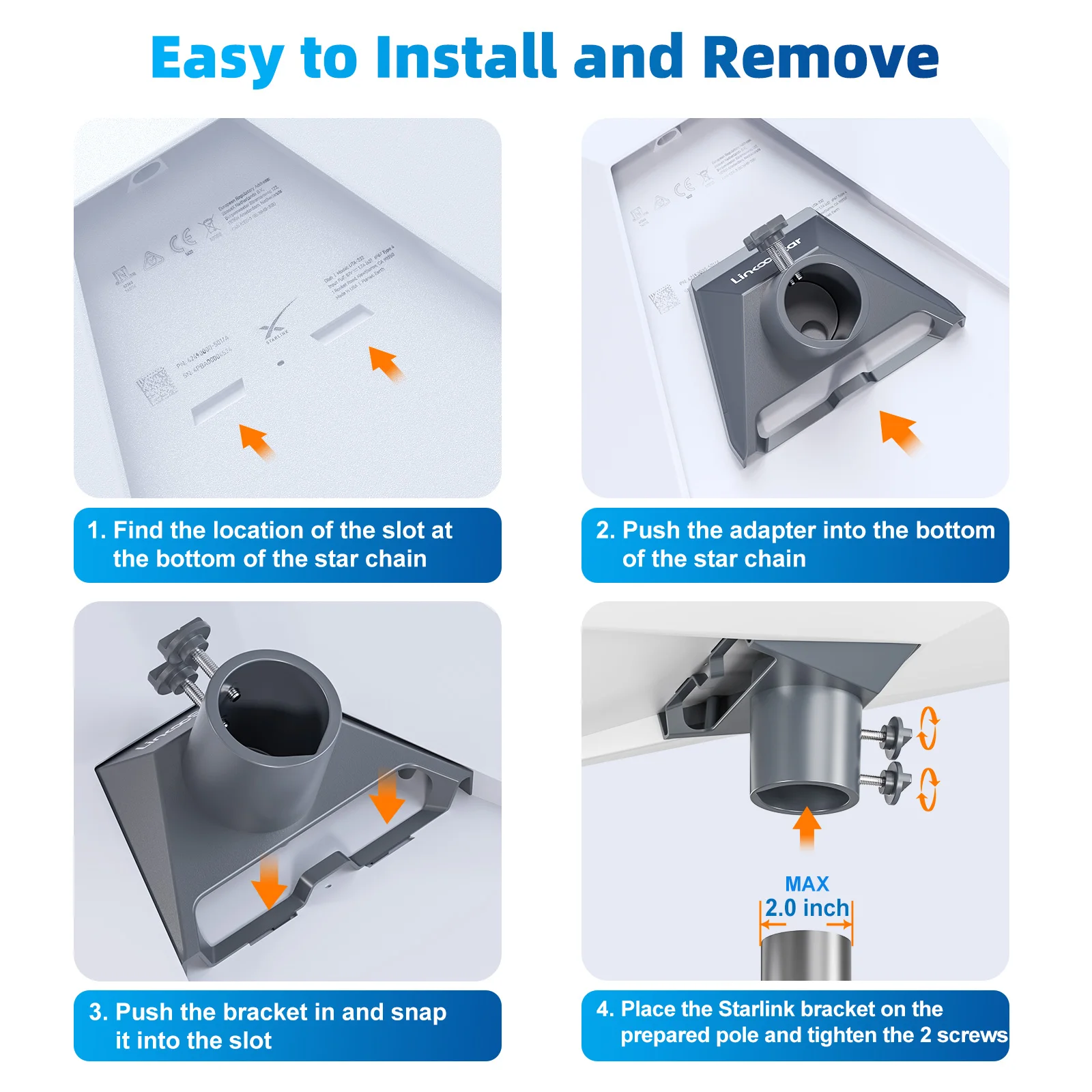 Adaptador de tubo de montaje para StarLink Gen 3, placa de montaje para StarLink Gen3/V4, montaje en techo, Kit de montaje Gen 3, accesorios, plato estándar - imagen 5