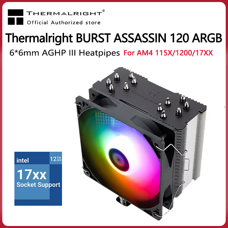 Thermalright-radiador refrigerado por aire BA120 ARGB CPU AGHP, tubo de calor antigravedad, soporte AM4/1700, 6 tubos de calor, ventilador de 12CM - imagen 2