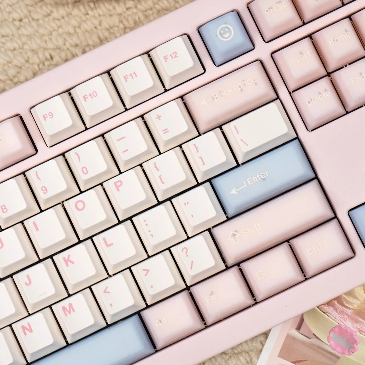 GMK-teclas semitransparentes de color rosa ABS + PBT, teclas subcama de tinte, teclas de perfil de cereza con barra espaciadora 2.25U 2.75U 3U 7U ISO Enter - imagen 3