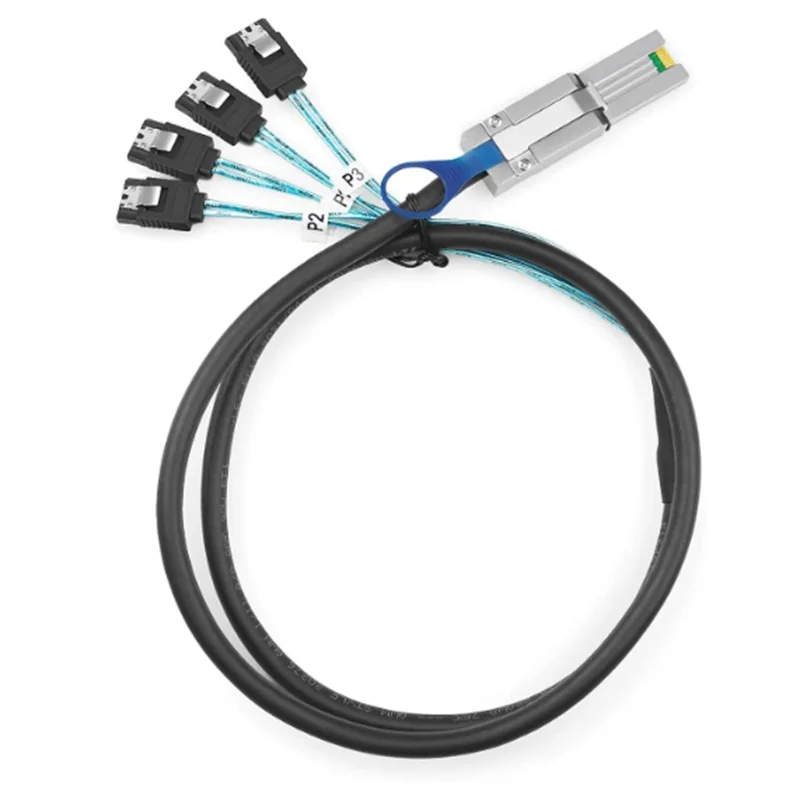 Cable Mini SAS de 26 pines (SFF-8088) macho a 4 SATA hembra de 7 pines, mini host/controlador SAS a 4 objetivos/panel trasero SATA, 1M / 3,3 pies - imagen 2