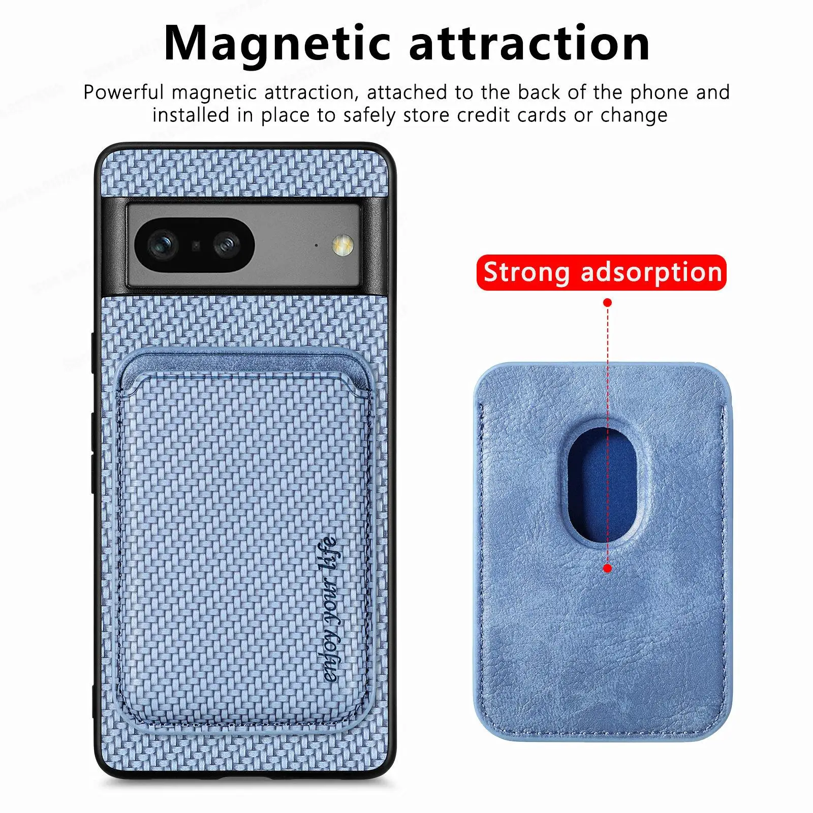Funda magnética de cuero de fibra de carbono para Google Pixel 7 Pro, carcasa con ranura para tarjeta de carga inalámbrica, Magsafe - imagen 3