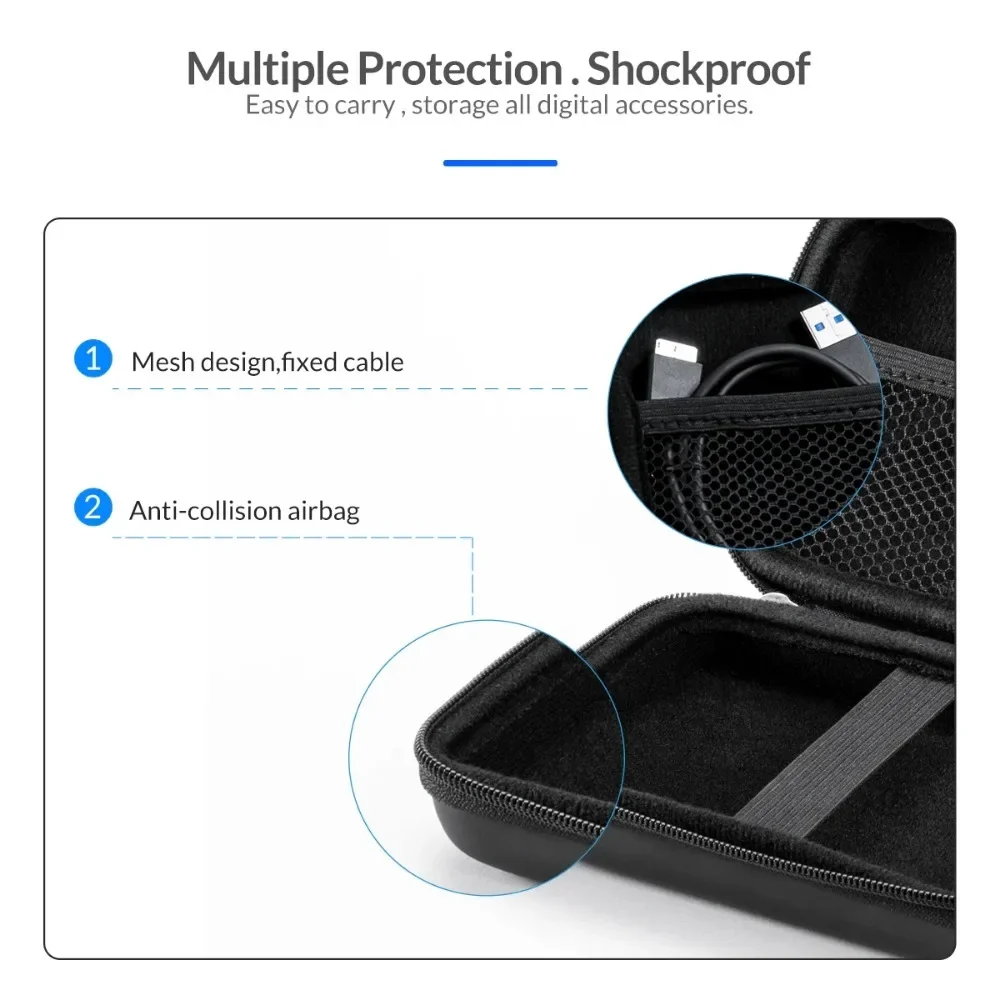 ORICO Caja de disco duro de 2,5 pulgadas Bolsa de protección de color sólido Estuche de disco duro portátil Adecuado para estuche de protección de almacenamiento de disco duro - imagen 5
