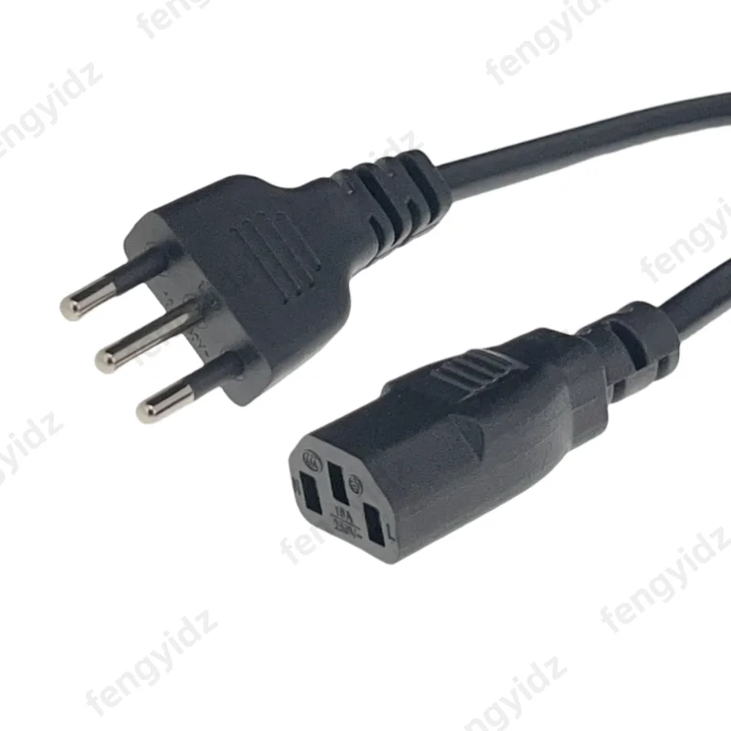 Cable de alimentación italiano, enchufe italiano de 3 pines a IEC C13, cable de extensión de alimentación de CA, 1,5 m, 5 pies, cable de alimentación IMQ con clasificación de 10A, 250V
