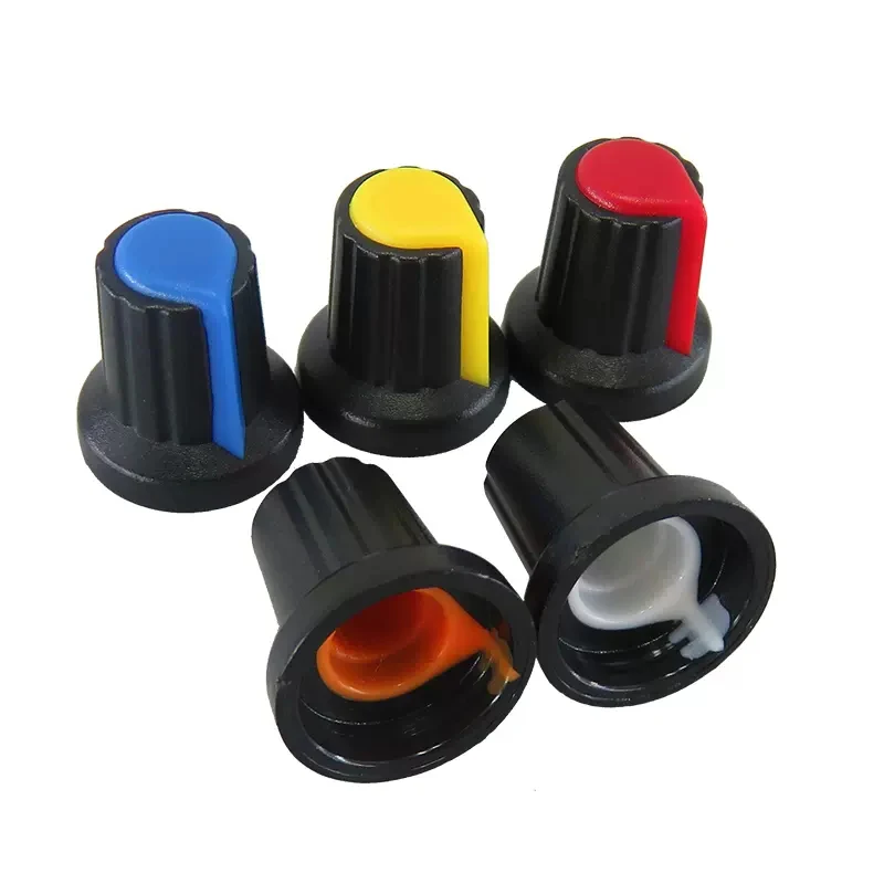 25 uds 5 colores WH148 tapa de perilla de potenciómetro (núcleo de cobre) 15X17mm 6mm agujero del eje AG2 amarillo naranja azul blanco rojo 5 colores * 5 uds = 25 uds - imagen 5