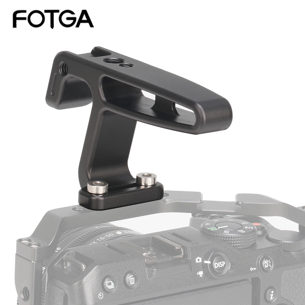 FOTGA-Mini montura de zapata fría con mango superior para cámaras sin espejo/Digitales/otras cámaras pequeñas (1/4 "-20 tornillos), Vlogging ligero