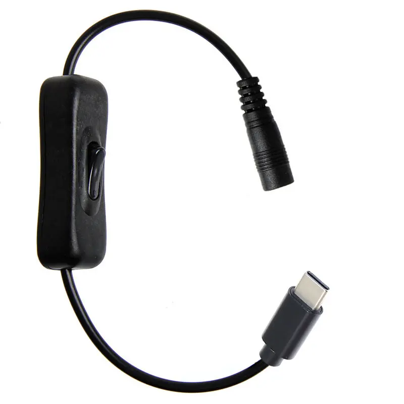 Conector hembra DC5.5 x 2,1mm a conector macho USB 3,1 tipo C adaptador de conector de alimentación CC a macho tipo c con interruptor - imagen 2