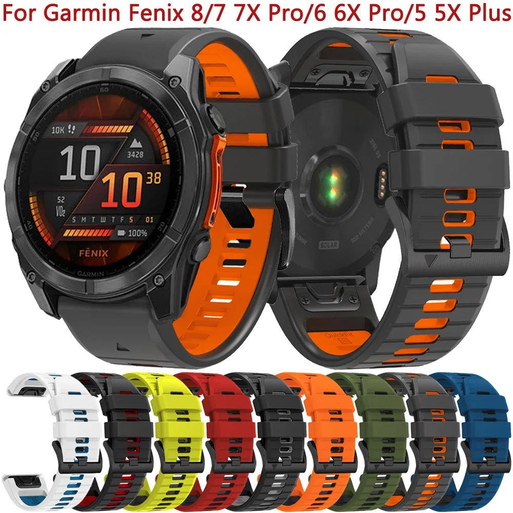Correa de reloj de silicona de 26mm y 22mm para Garmin Fenix 8 7X 7 6X 6 Pro 5X Plus, pulsera Epix Gen 2 Tactix Bravo Quickfit