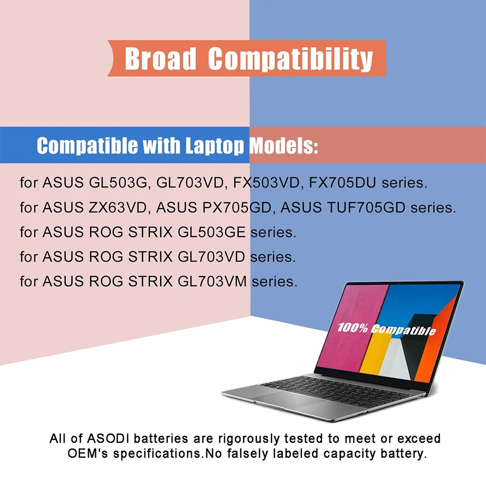 Batería B41N1711 para Asus ROG Strix GL503VM GL503VD GL703GE GL703VD GL703VM GL503G GL503GE FX503VM FX63VD FX63VM FX705DD FX705DY FX705GE FX705GM - imagen 2