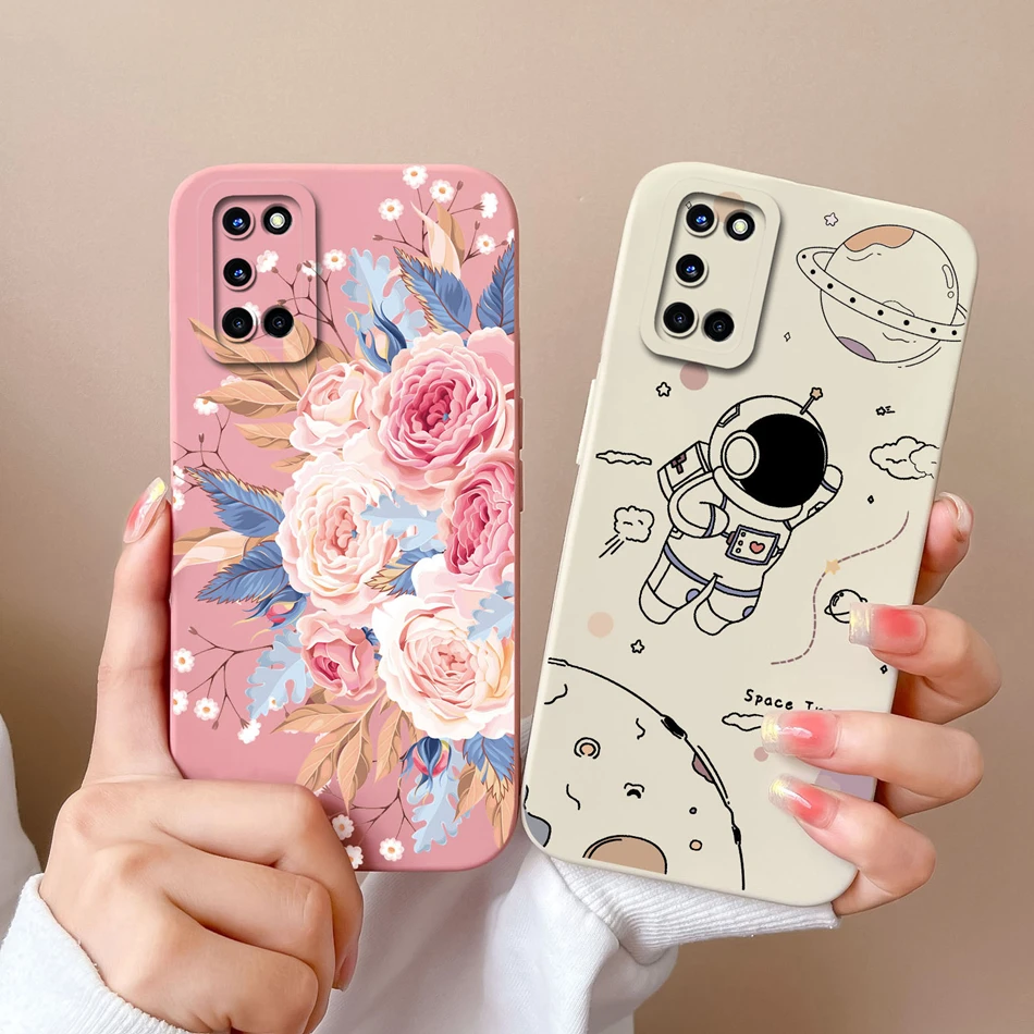 Funda para Oppo A52 A72 A92 carcasa de teléfono con flores pintadas de caramelo para Oppo A 52 A 72 A92 funda trasera de silicona líquida suave a prueba de golpes - imagen 2