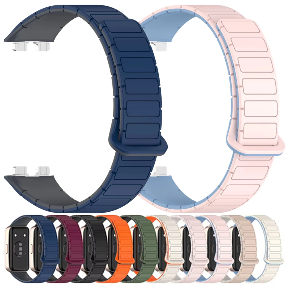 Correa magnética para Huawei Band 10/9/8, repuesto de correa de silicona, pulsera deportiva con bucle para Huawei Smartband 9 8 10