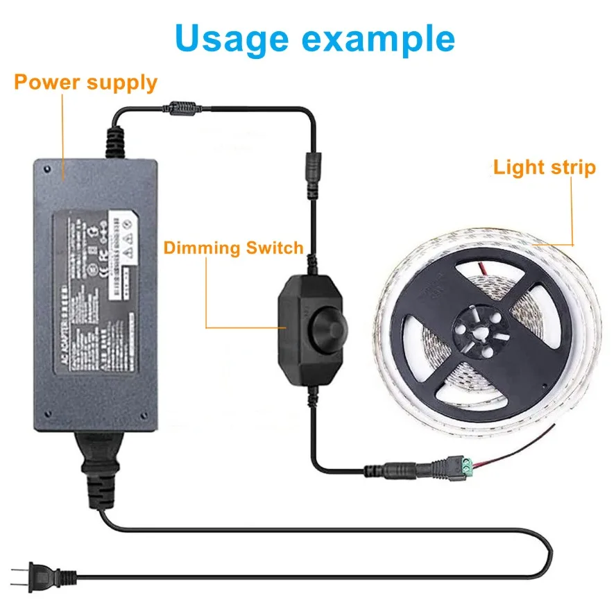 Regulador de intensidad con perilla LED de 5V/12V y 24V, cable de extensión USB hembra a macho con controlador giratorio de encendido y apagado, tiras de luces blancas y negras - imagen 4