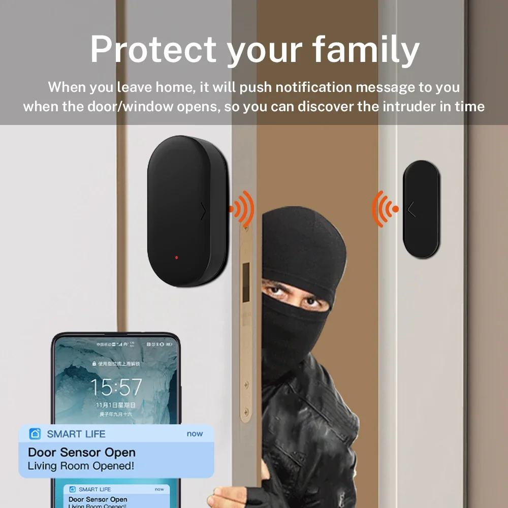 Seguridad para el hogar inteligente aplicación Smart Life Zigbee 3,0 Tuya Sensor de puerta Sensor de ventana Compatible con asistente de Google Alexa - imagen 3