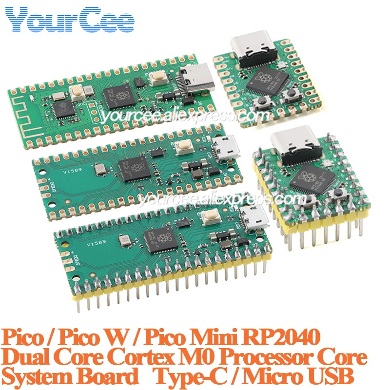5 uds/1 unidad ProMicro Pico Mini/W RP2040 procesador Cortex M0 de doble núcleo 133MHz módulo de placa de desarrollo de sistema central 264KB SRAM 2MB